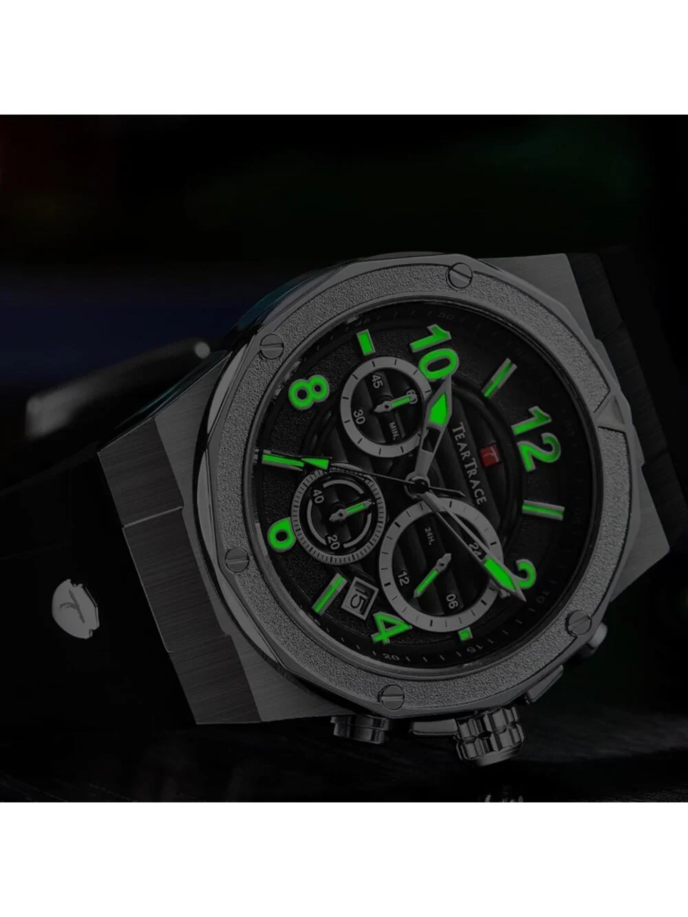 Men's Silver Analog Quartz Silicone Strap Chronograph Waterproof Luxury Watch